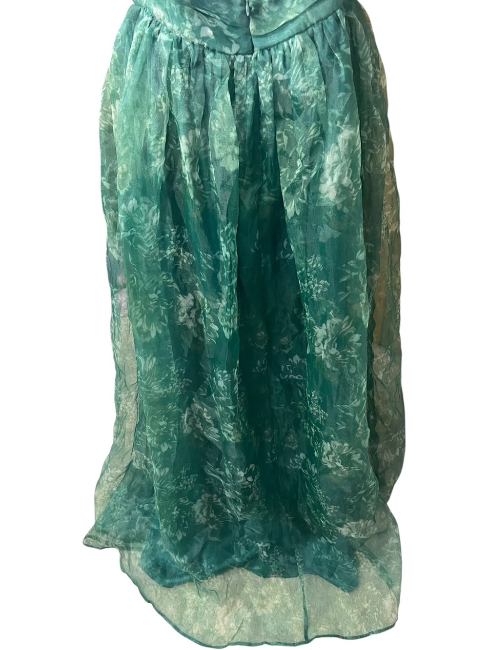 Lulus Romance That Wows V-Neck Organza Maxi Dress Green Floral Print - Picture 9 of 16